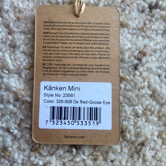 Kanken Mini Backpack Ox Red Goose Eye + Wax - Picture 2 of 7